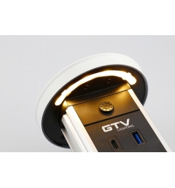 GTV Lighting - Multiprise encastrable Ø80 mm - 2 x 2P+T - USB A+C - chargeur inductif 10W - Argent - Réf.: AE-BPW2FCAM-10