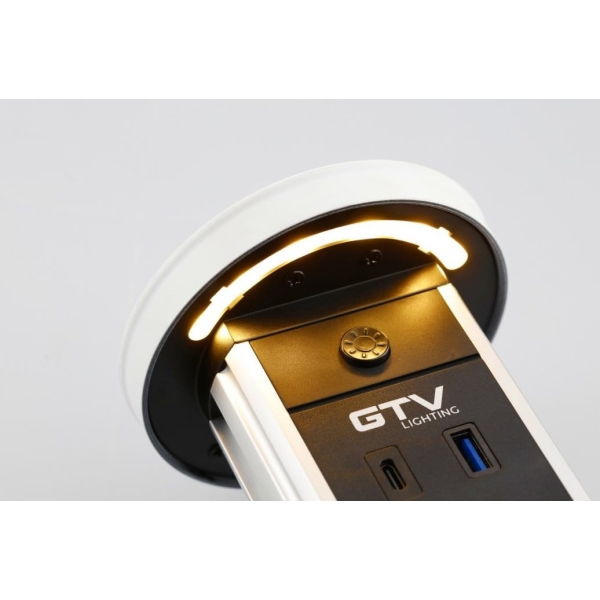 GTV Lighting - Multiprise encastrable Ø80 mm - 2 x 2P+T - USB A+C - chargeur inductif 10W - Argent - Réf.: AE-BPW2FCAM-10