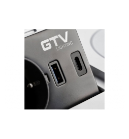 GTV Lighting - Bloc prise à encastrer + chargeur induction - 1 prise - 2 USB - Blanc - Réf.: AE-PB1FAVAP-10