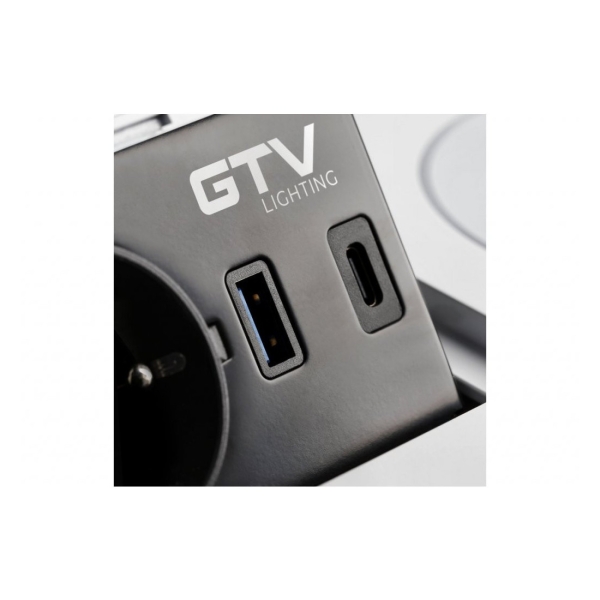 GTV Lighting - Bloc prise à encastrer + chargeur induction - 1 prise - 2 USB - Blanc - Réf.: AE-PB1FAVAP-10