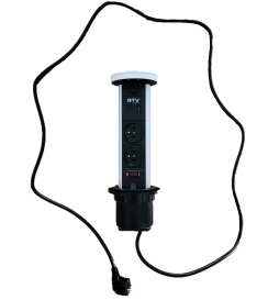 GTV Lighting - Multiprise encastrable Ø80 mm - 2 x 2P+T - USB A+C - chargeur inductif 10W - Argent - Réf.: AE-BPW2FCAM-10