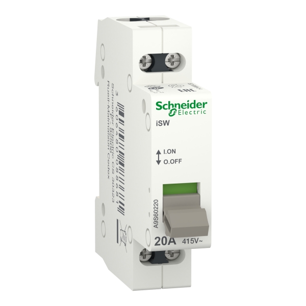 Schneider - Acti9, iSW interrupteur de commande 2P 20A 415VCA - Réf.: A9S60220