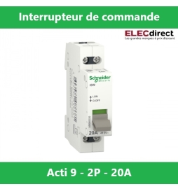 Schneider - Acti9, iSW interrupteur de commande 2P 20A 415VCA - Réf.: A9S60220