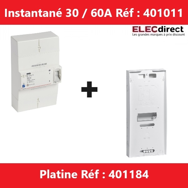 Legrand - Disjoncteur de branchement EDF 30/60A instantané + platine disjoncteur tripolaire - Réf.: 401011 + Réf.: 401184