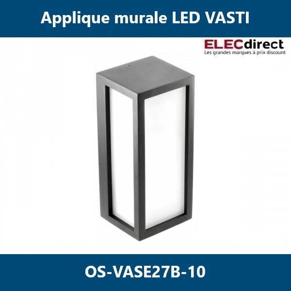 GTV Lighting - Applique murale LED VASTI - 100x110x252 - 1xE27 - Noir - Réf : OS-VASE27B-10