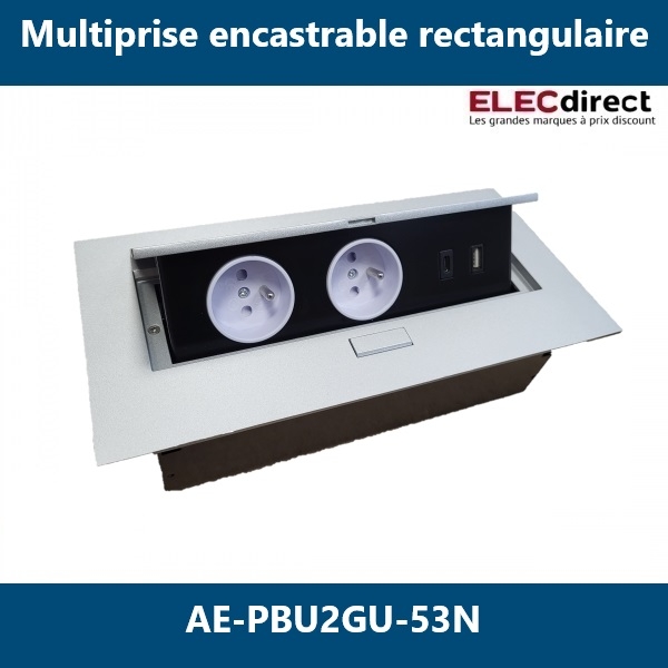 GTV Lighting - Multiprise encastrable rectangulaire - 2 x 2P+T + 1 x USB Type-A et C- Réf : AE-PBU2GU-53N