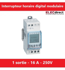 Legrand - Interrupteur horaire programmable digital - multifonction - AUTO -  1 sortie - 16A - 250V - Réf.: 412631