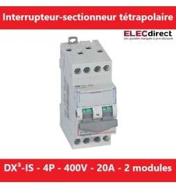 Legrand - DX3 Interrupteur-sectionneur tétrapolaire - 20A - 400V - 2 modules - Réf.: 406477