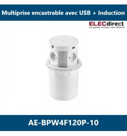 GTV - COMFORT PLUS - 4x230V + 2xUSB + chargeur à induction - blanc - Réf.: AE-BPW4F120P-10