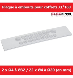 Legrand - Plaque à embouts pour coffrets XL³160 isolant - 2 embouts Ø4mm à Ø32mm et 22 embouts Ø4mm à Ø20mm - Réf.: 020071