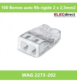 WAGO - Boîte de 100 Bornes auto fils rigide 2 x 2,5mm2 - Réf.: WAG 2273-202