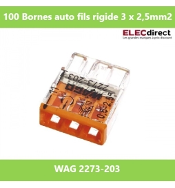 WAGO - Boîte de 100 Bornes auto fils rigide 3 x 2,5mm2 - Réf.: WAG 2273-203