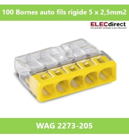 WAGO - Boîte de 100 Bornes auto fils rigide 5 x 2,5mm2 - Réf.: WAG 2273-205