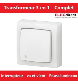 Legrand - Transformeur simple 3 en 1 - interrupteur - va et vient - poussoir lumineux - Saillie - Complet - Réf.: 086017L