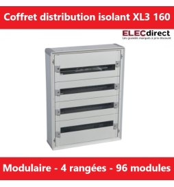 Legrand - Coffret de distribution 96 modules - 4 rangées de 24M - Tout modulaire - XL3 160 - Réf.: 401804