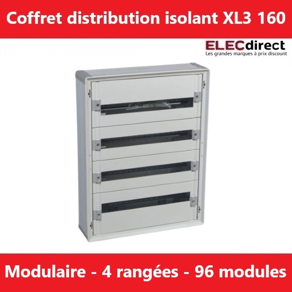 Legrand - Coffret de distribution 96 modules - 4 rangées de 24M - Tout modulaire - XL3 160 - Réf.: 401804