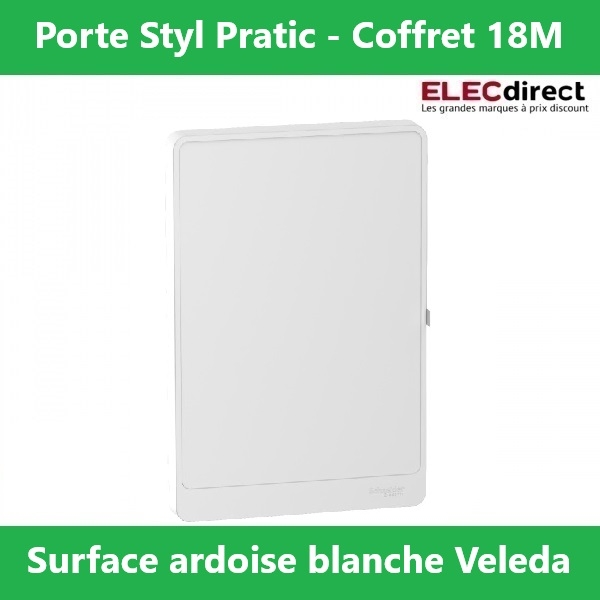 Schneider - Resi9 - porte styl pratic - Blanc coffret 18M - 3R - Réf : R9H18423P