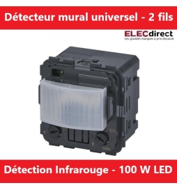 Legrand - Céliane - Détecteur mural universel Céliane 2 fils sans neutre à détection infrarouge 100W LED - Réf.: 067026A