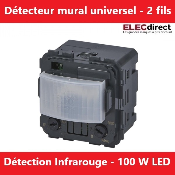 Legrand - Céliane - Détecteur mural universel Céliane 2 fils sans neutre à détection infrarouge 100W LED - Réf.: 067026A