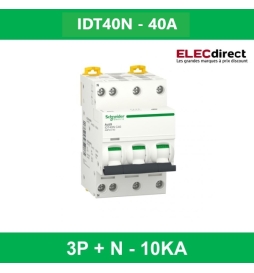 Schneider - Acti9 iDT40N - disjoncteur modulaire - 3P+N C 40A 6000A - 10kA - Réf.: A9P24740