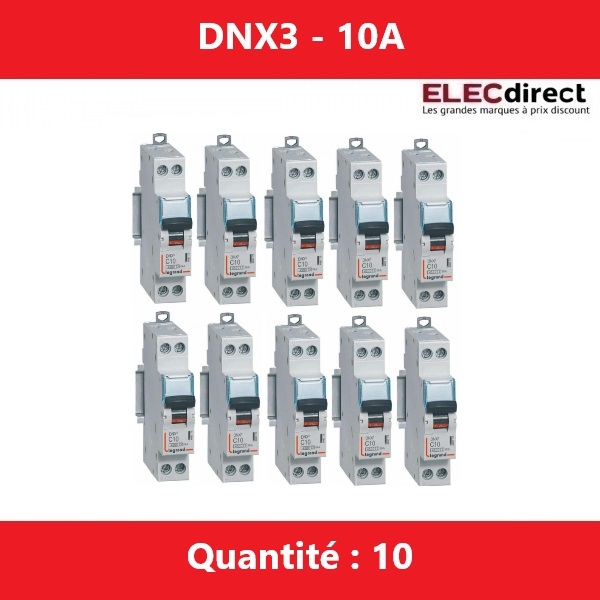 LEGRAND - LOT DE 10 DISJONCTEURS DNX3 10A - VIS/VIS - 406773 x 10