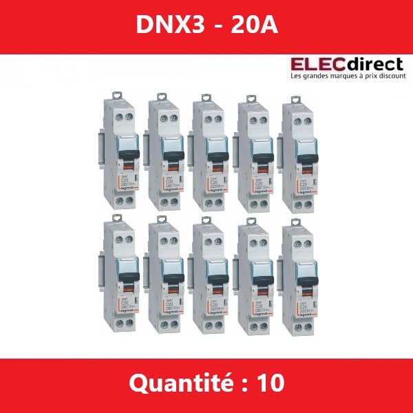 LEGRAND - LOT DE 10 DISJONCTEURS DNX3 20A - VIS/VIS - 406775 x 10