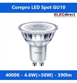 Philips - Corepro LEDspot GU10 4000k 4.6W - 390lm - 36D - 840 - PAR 16 - Réf : 728390