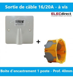 SIB - Sortie de câble 16/20A - à vis dim. 80x80 + boîte Legrand batibox BBC - P11016+080021