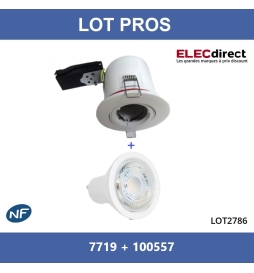 Vision EL - Kit spot encastré BBC Orientable blanc 7W - 3000K - NON dimmable - Réf : 7719 + 100557