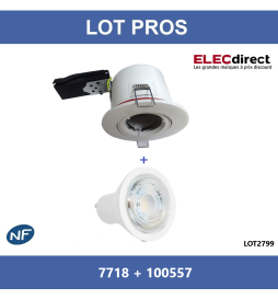 Vision EL - Kit spot encastré BBC Fixe blanc 7W - 3000K - NON dimmable - Réf : 7718 + 100557