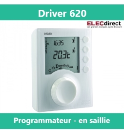 Delta Dore - Programmateur de 1 à 2 zones pour chauffage électrique fil pilote - en saillie - Blanc - Réf :  Driver 620