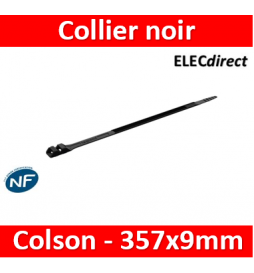 Collier Colson noir protégé ultraviolets à denture extérieure largeur 9mm -  longueur 357mm