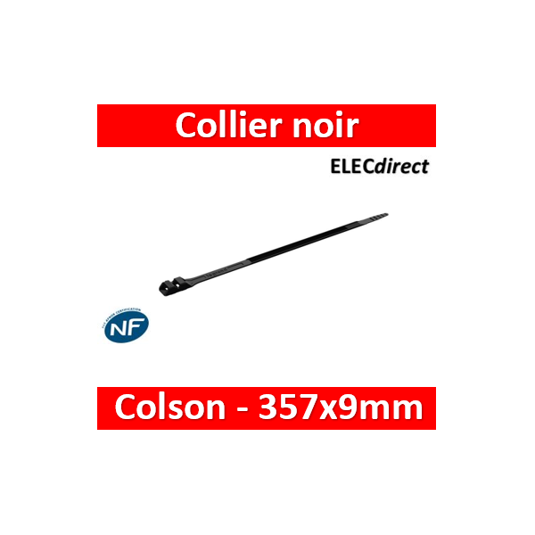 Colliers noirs type Colson non réutilisables 300x9mm (boite de 100