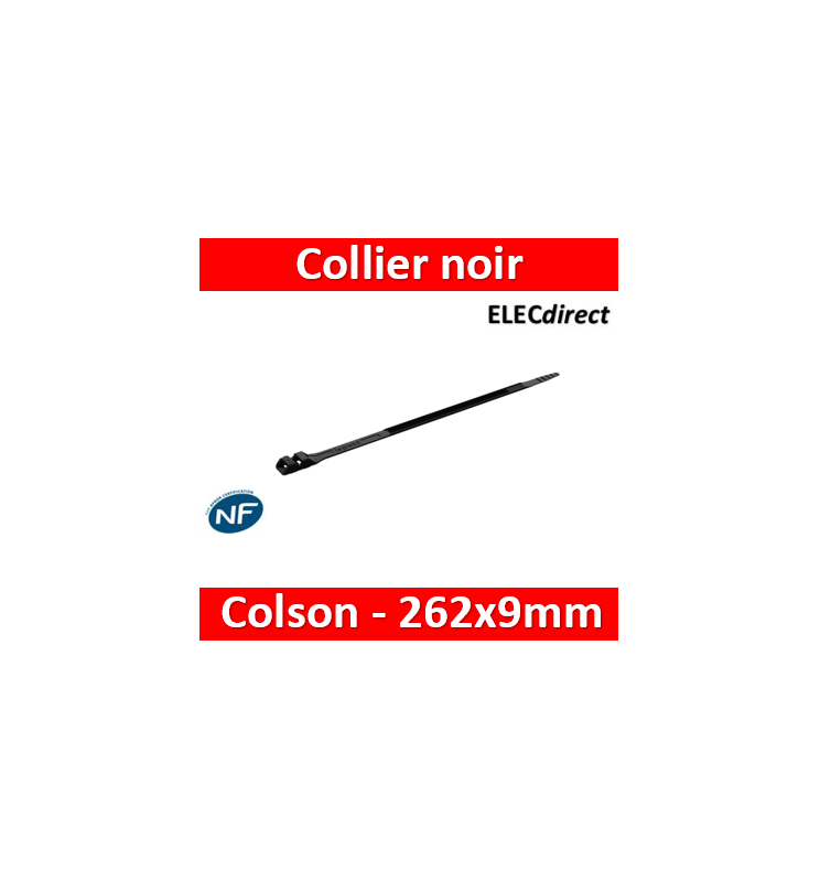 Collier Colson noir denture extérieure Legrand - Dimensions 180 x
