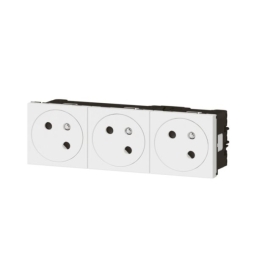 Legrand Triple prise de courant 2P+T Surface Mosaic Link raccordement latéral 6 modules - blanc - Réf.: 077143L