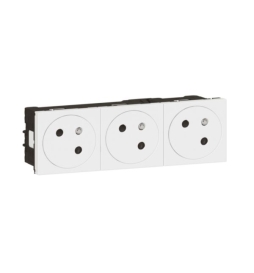 Legrand Triple prise de courant 2P+T Surface Mosaic Link raccordement latéral 6 modules - blanc - Réf.: 077143L