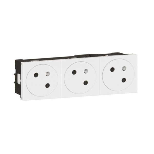 Legrand Triple prise de courant 2P+T Surface Mosaic Link raccordement latéral 6 modules - blanc - Réf.: 077143L