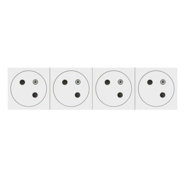 Legrand Quadruple prise de courant 2P+T Surface Mosaic Link raccordement latéral 8 modules - blanc - Réf. : 077144L