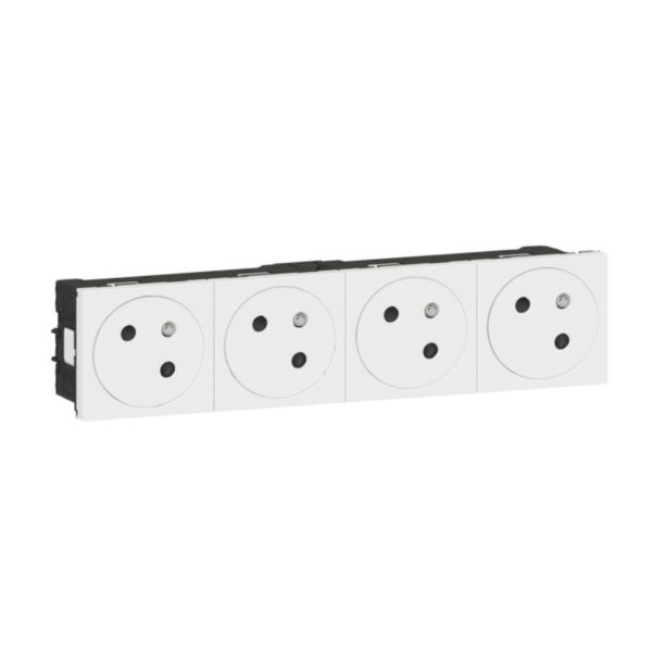 Legrand Quadruple prise de courant 2P+T Surface Mosaic Link raccordement latéral 8 modules - blanc - Réf. : 077144L