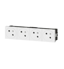 Legrand Quadruple prise de courant 2P+T Surface Mosaic Link raccordement latéral 8 modules - blanc - Réf. : 077144L