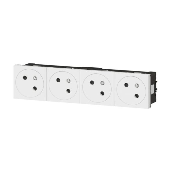 Legrand Quadruple prise de courant 2P+T Surface Mosaic Link raccordement latéral 8 modules - blanc - Réf. : 077144L