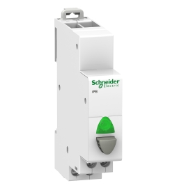 Schneider - Poussoir simple gris 1NO + voyant vert 20A - 230V - SCHA9E18036