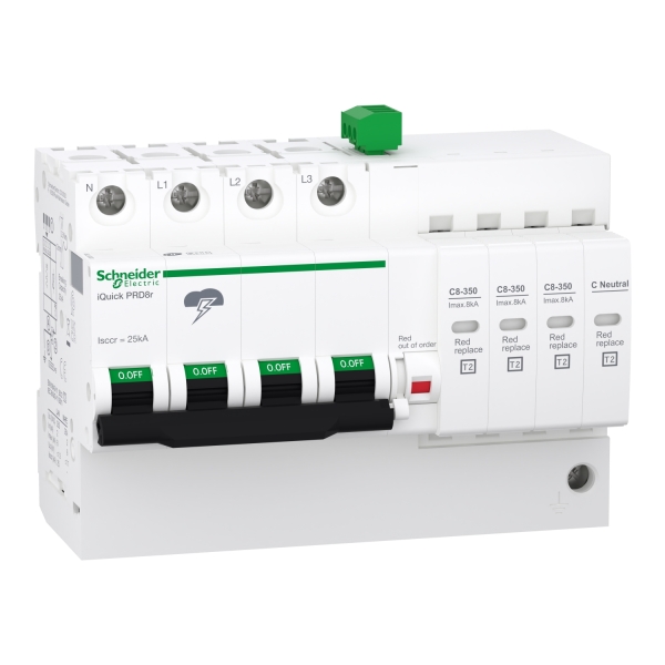 Schneider - Acti9, iQuick PRD8r parafoudre 3P+N avec report signalisation - 8KA - A9L16300