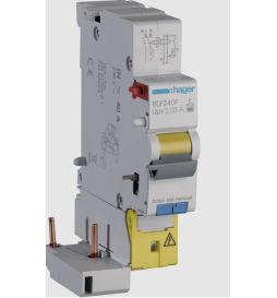 Hager - Bloc différentiel 1P+N 40A 30mA - Type F - Réf : BDF240F