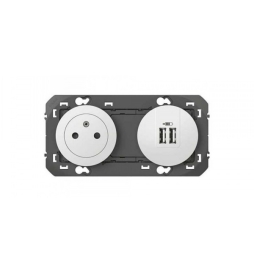 Legrand - Prise de courant 2P+T Surface + chargeur 2 USB Type-A Dooxie 3A précâblés - finition Blanc - Réf : 600342
