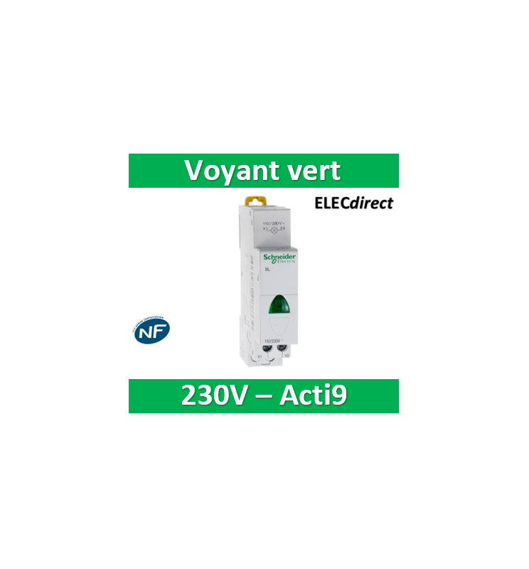 Voyant lumineux - A LED - 110/120V AC - Vert - Complet - Sch..