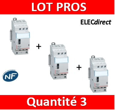 Legrand - LOT PROS - Contacteur CX3 J/N heures creuses + disjoncteur 2A  DNX3 + disjoncteur 20A DNX3 - 412501+406771+406775 - ELECdirect Vente  Matériel Électrique