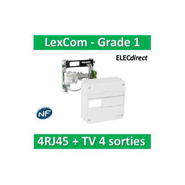 Schneider - LexCom Home - coffret de communication ECO-PACK - grade 1 - 4  RJ45 - 1 rangée - VDIR390014 - ELECdirect Vente Matériel Électrique