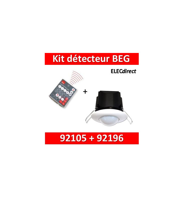 B.E.G - Détecteur de mouvement avec zone de détection circulaire - Plafond  - Blanc - Encastré - 92197 - ELECdirect Vente Matériel Électrique