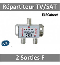 Répartiteurs tv - sat intérieurs - Répartiteur tv-sat intérieur - 1 vers 2  - prise f - courant continu - métal - Ref 5402 - Câbles, connecteurs et  prises